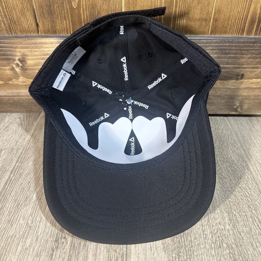 NWT Reebok Logo Hat Black Sport Baseball Cap One Size Most fit Strap Modern - Picture 9 of 12